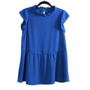 PrinStory Ruffle Sleeve Peplum Blouse